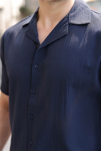 Lacivert Erkek Gömlek Şort Takımı 5956