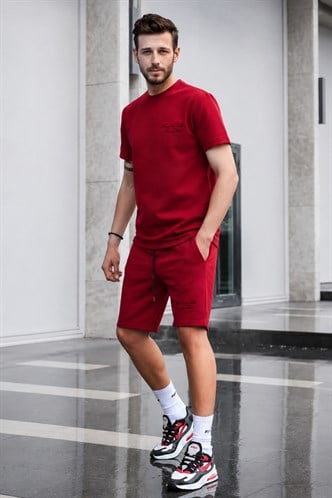 Madmext Men Printed Maroon Shorts Outfit 5820