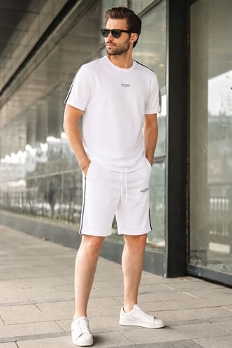 Madmext Men Oversize White Shorts Set 5376