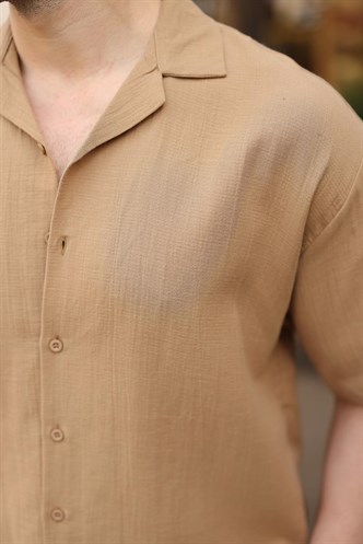 Vizon %100 Pamuklu Erkek Şort Gömlek Takım E7360