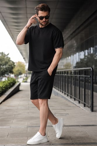 Madmext Siyah Basic Erkek Şort T-Shirt Takımı E7307