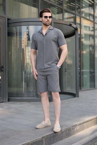 Füme Erkek Gömlek Şort Takımı 5956