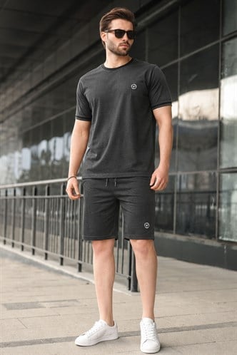 Madmext Men Plaid Black Shorts Set 4841