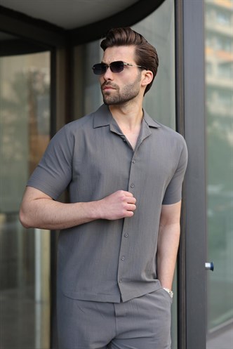 Füme Erkek Gömlek Şort Takımı 5956