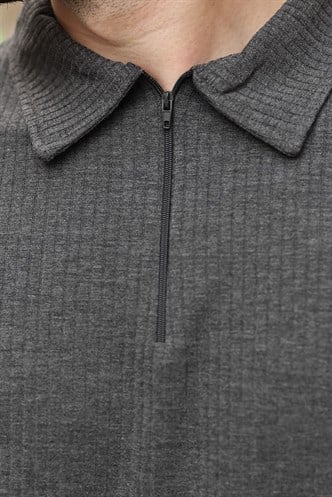 Antrasit Polo Yaka T-shirt Şort Takım E7363