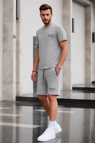 Madmext Men Printed Dye Gray Shorts Outfit 5820