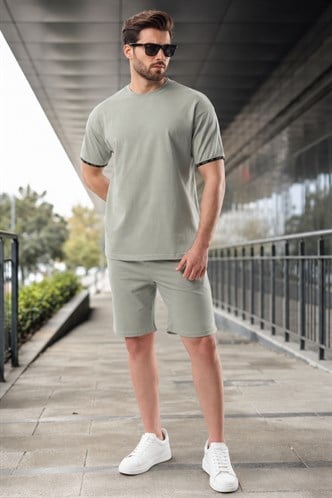 Madmext Mint Yeşili Basic Erkek Şort T-Shirt Takımı E7307