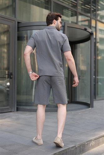 Füme Erkek Gömlek Şort Takımı 5956