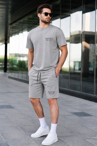 Madmext Men Printed Dye Gray Shorts Outfit 5820