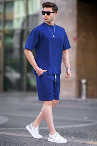 Lacivert  Basic Erkek Şort Takımı 6377