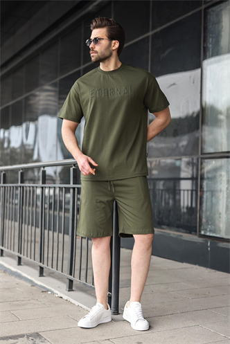 Haki Erkek Şort T-shirt Takım E7347
