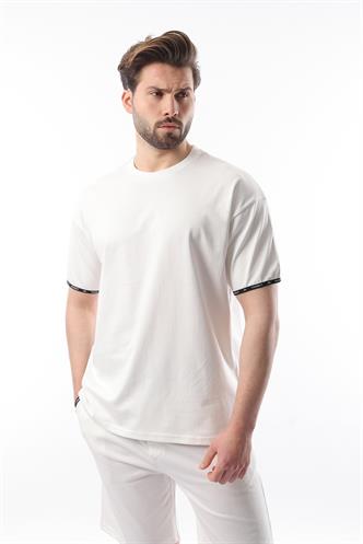 Madmext Ekru Basic Erkek Şort T-Shirt Takımı E7307