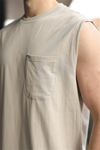 Boyalı Gri Bisiklet Yaka Kolsuz Erkek Şort T-shirt Takım E7351