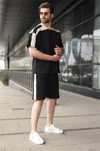 Siyah Erkek Şort T-shirt Takımı E7346