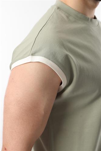 Mint Yeşili Sıfır Kol Erkek Şort T-shirt Takım E7308