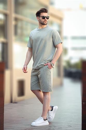 Mint Yeşili Basic Erkek Şort T-shirt Takımı E7309