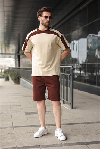 Bej Erkek Şort T-shirt Takımı E7346
