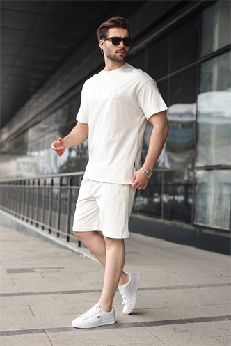 Ekru Erkek Şort T-shirt Takım E7347