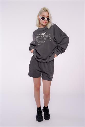 Mad Girls Smoke Gray Shorts Set Mg1170