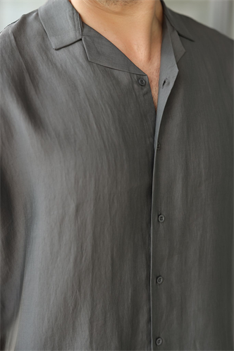 Füme Tensel Kumaş Erkek Şort Gömlek Takım E7352