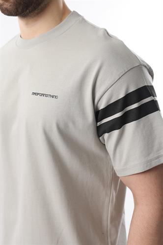 Boyalı Gri Şerit Detaylı Erkek Şort T-shirt Takım E7301