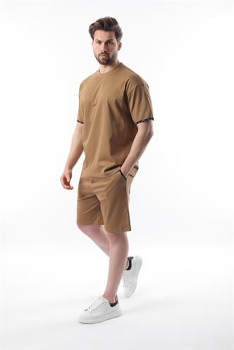 Madmext Camel Basic Erkek Şort T-Shirt Takımı E7307