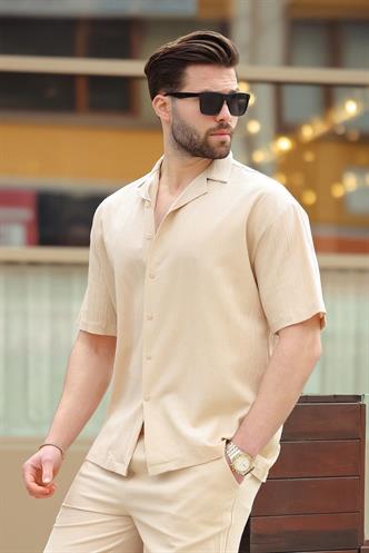 Bej Basic Erkek Şort Takımı 6729