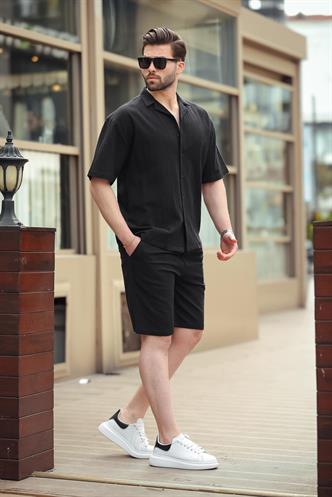 Siyah Basic Erkek Şort Takımı 6729