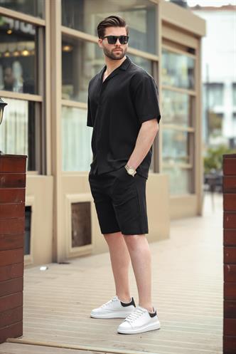 Siyah Basic Erkek Şort Takımı 6729