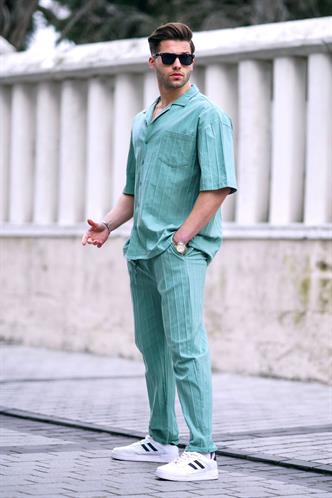 Erkek Mint Yeşili Gömlek-Pantolon Takımı 5936