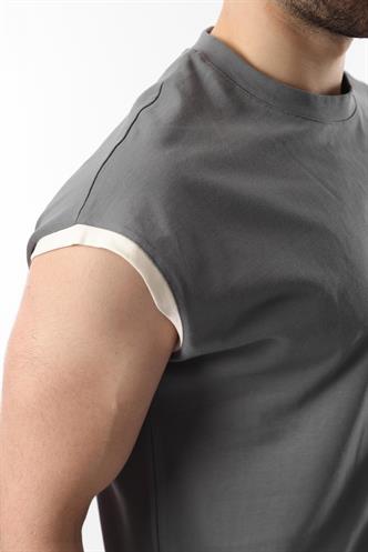 Füme  Sıfır Kol Erkek Şort T-shirt Takım E7308