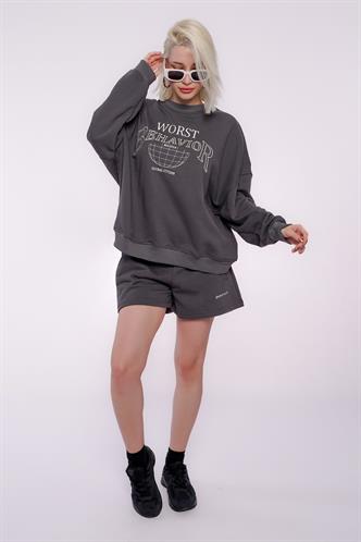 Mad Girls Smoke Gray Shorts Set Mg1170