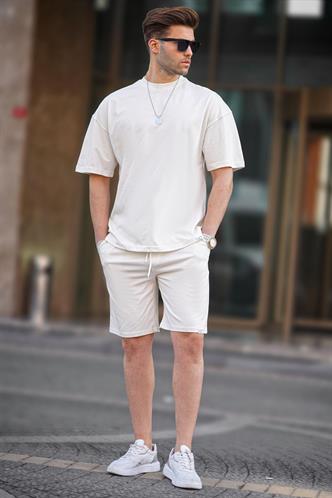 Ekru Basic Erkek Şort Takımı 6377