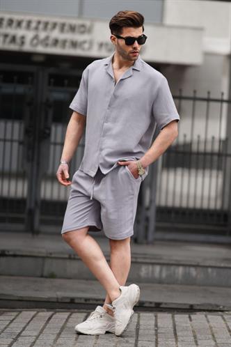 Gri Basic Erkek Şort Takımı 5940