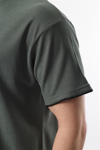 Haki Nakış Detaylı Erkek Şort T-shirt Takım E7305