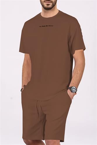 Madmext Kahverengi Erkek Şort Takım 5382