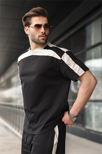 Siyah Erkek Şort T-shirt Takımı E7346