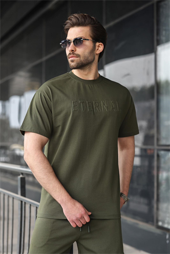 Haki Erkek Şort T-shirt Takım E7347