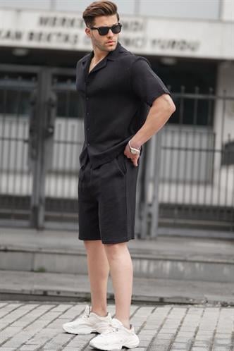 Siyah Basic Erkek Şort Takımı 5940