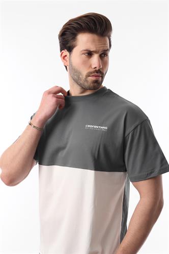 Füme Baskılı Renk Bloklu Pamuklu Ayarlanabilir Bel Şort Takım 5952