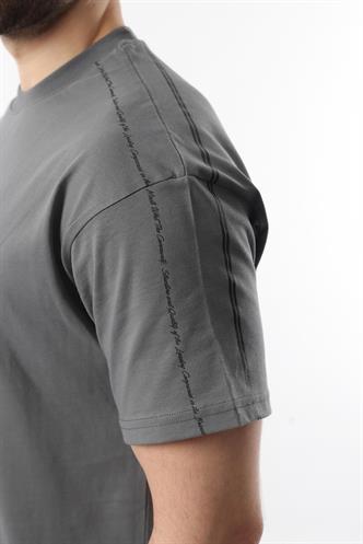 Füme Overfit Baskılı Erkek Şort T-shirt Takım E7302