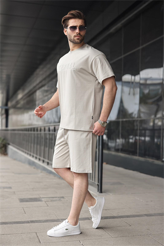 Boyalı Gri Erkek Şort T-shirt Takım E7347