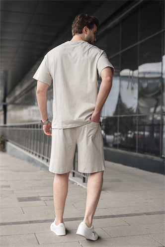 Boyalı Gri Erkek Şort T-shirt Takım E7347