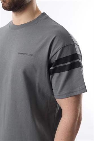 Füme Şerit Detaylı Erkek Şort T-shirt Takım E7301