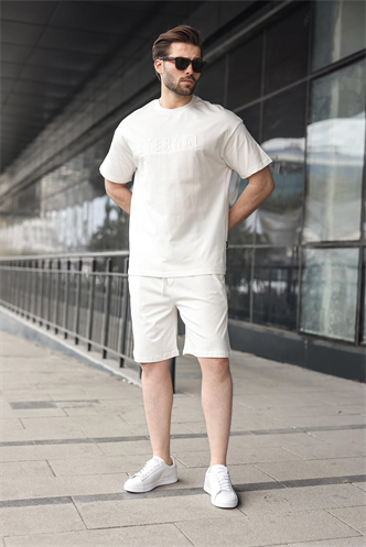 Ekru Erkek Şort T-shirt Takım E7347
