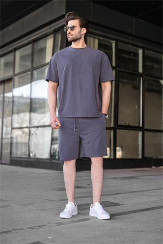 Füme Tensel Kumaş Erkek Şort Tişört Takım E7349