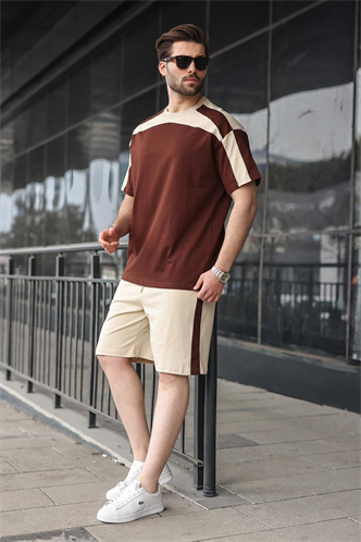 Acı Kahverengi Erkek Şort T-shirt Takımı E7346