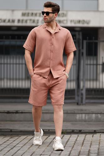 Kahverengi Basic Erkek Şort Takımı 5940