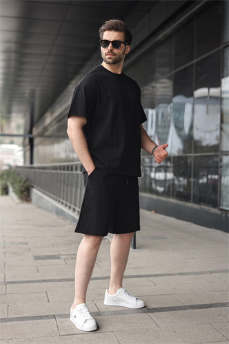 Siyah Erkek Şort T-shirt Takım E7347