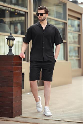 Siyah Basic Erkek Şort Takımı 6729
